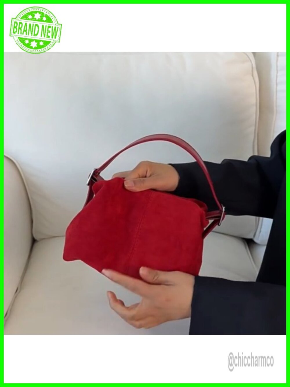 Vintage Suede Handbag Small Tote Bag Drawstring Bucket Crossbody Shoulder Purse - Picture 6 of 6